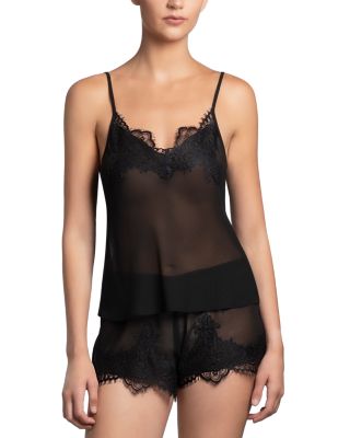 Lace Trim Chiffon Cami & Shorts Pajama Set