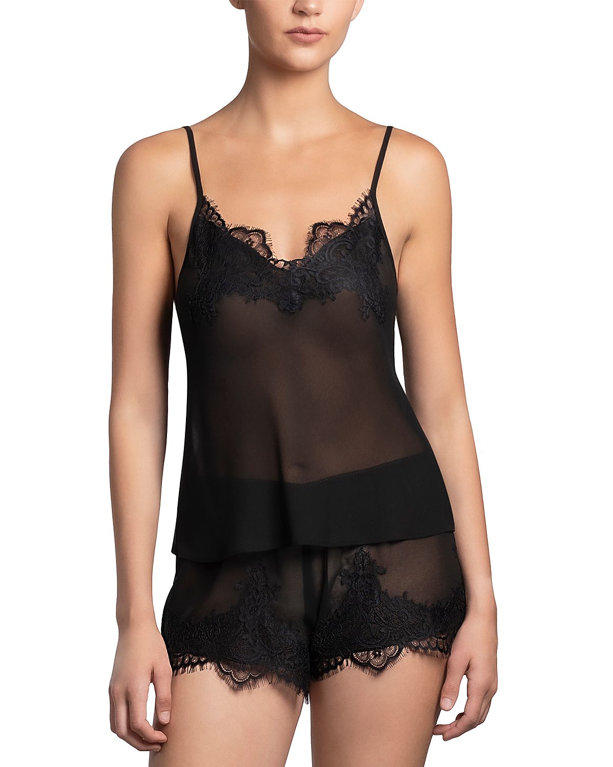 In Bloom by Jonquil Lace Trim Chiffon Cami & Shorts Pajama Set