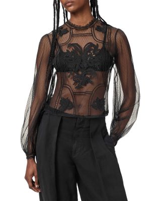 Cesca Sheer Embroidered Top