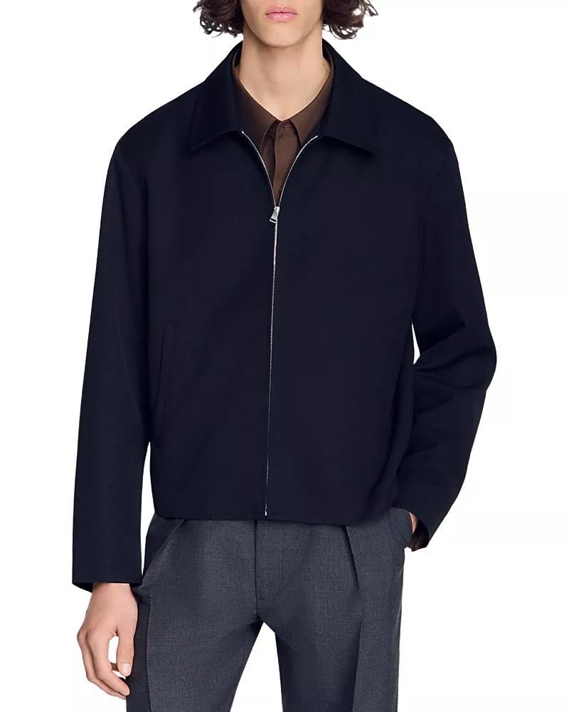 Sandro Minimalist Zip Up Blouson Jacket
