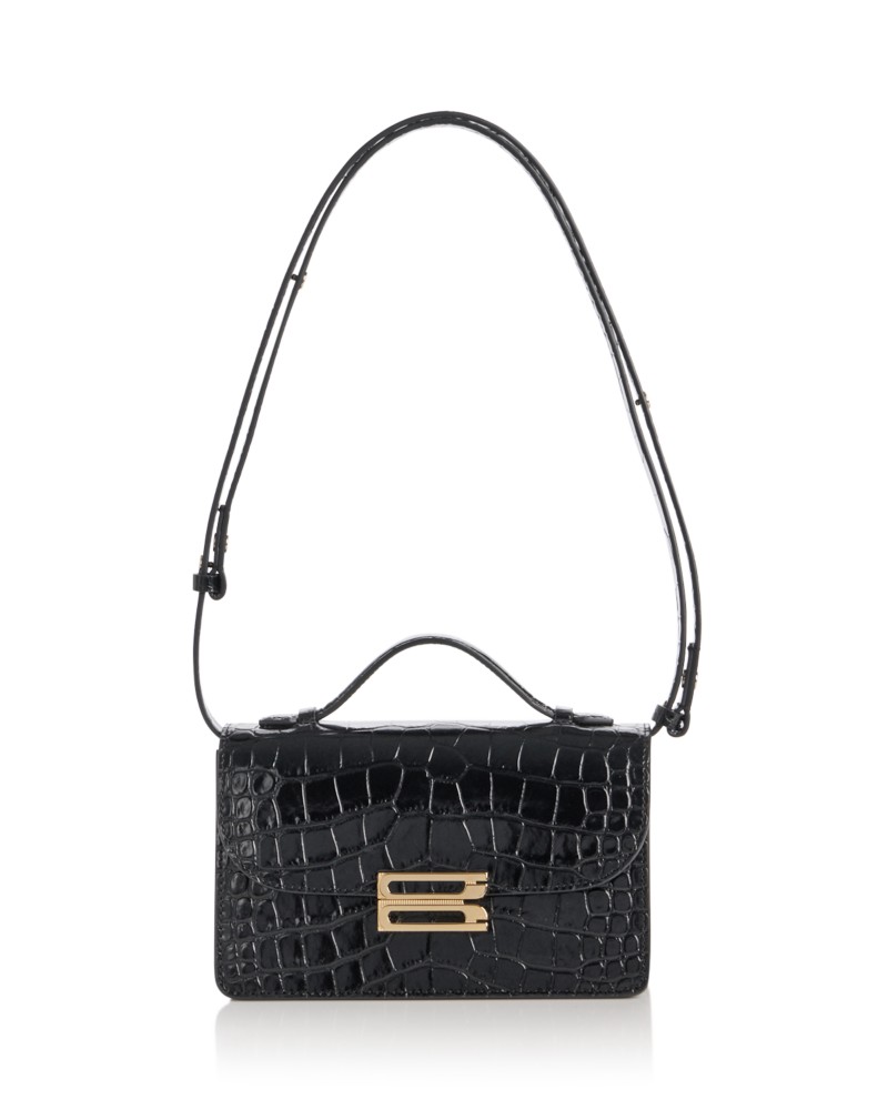 Victoria Beckham Dorian Small Leather Shoulder Bag in Black