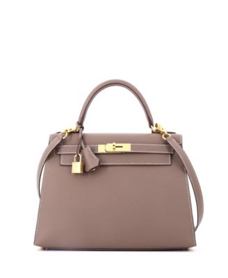 Kelly 28 Handbag Grey Epsom with Gold Hardware