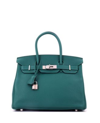 Birkin 30 Handbag Green Clemence with Palladium Hardware