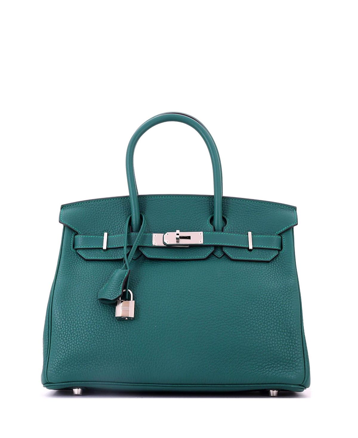 Pre-Owned HERMES Birkin 30 Handbag Green Clemence with Palladium Hardware
