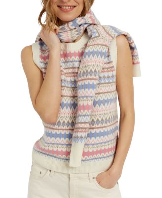 Women's Wool Cashmere Fair Isle V-Neck Tank