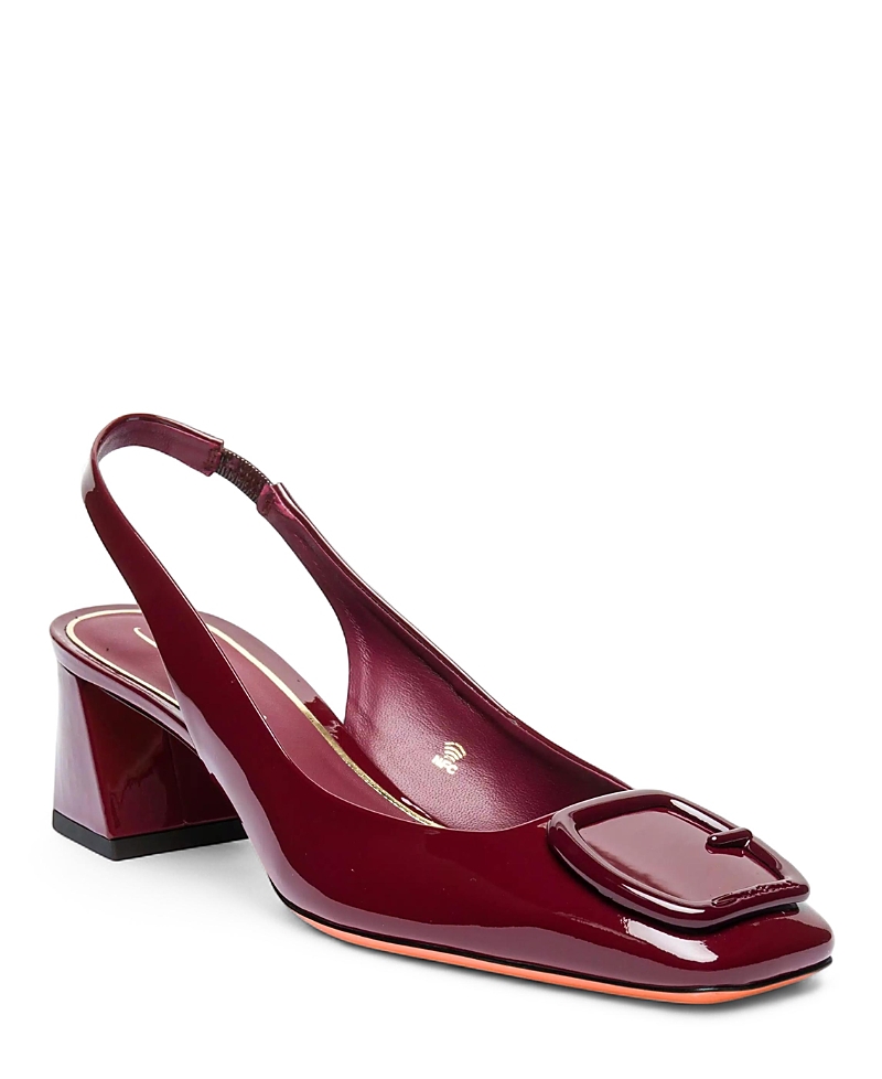 Santoni Women's Patent Leather Mid-Heel Slingback Pumps