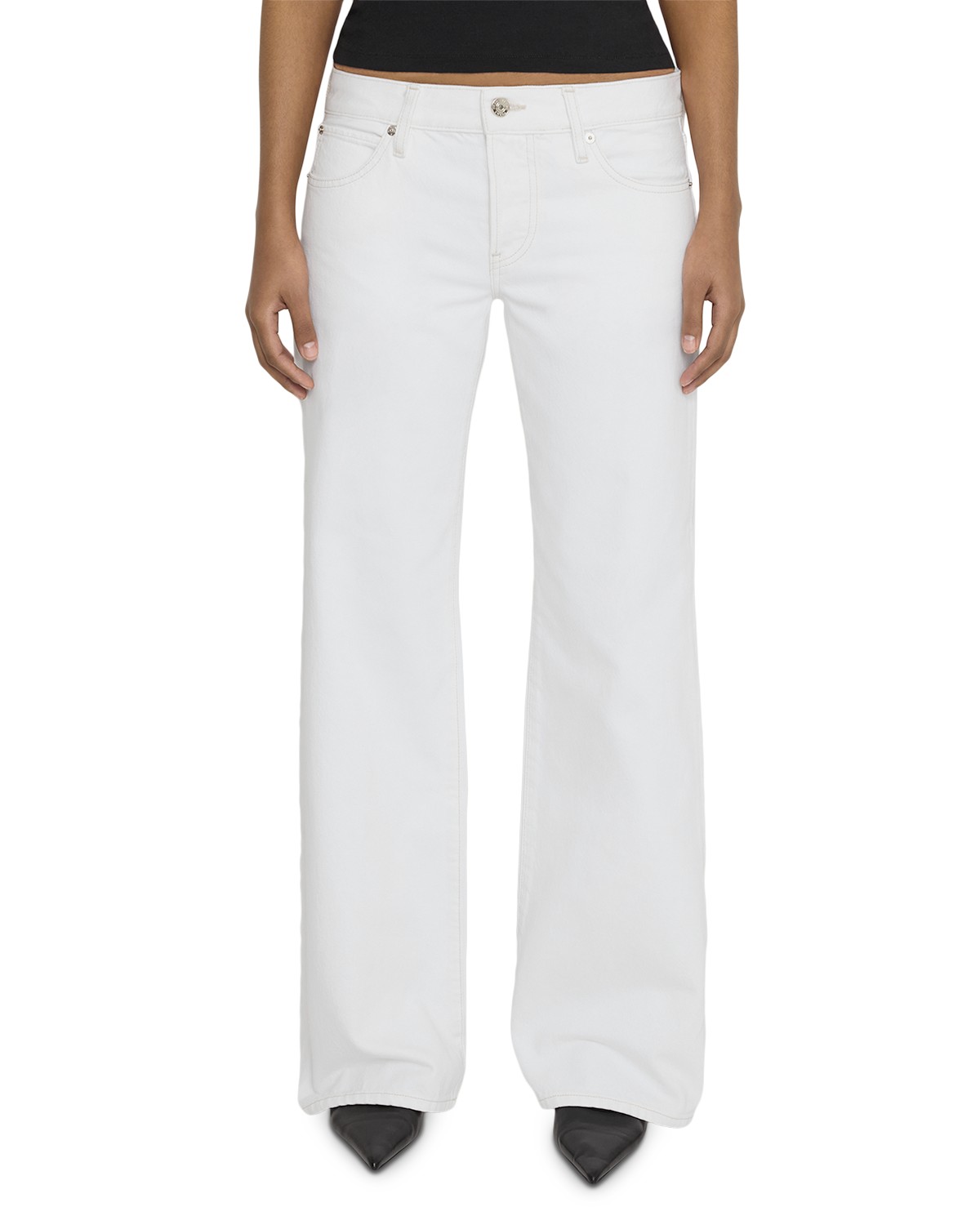 x Amelia Gray The Pixie Gray Low Rise Wide Flare Leg Jeans in Au Natural