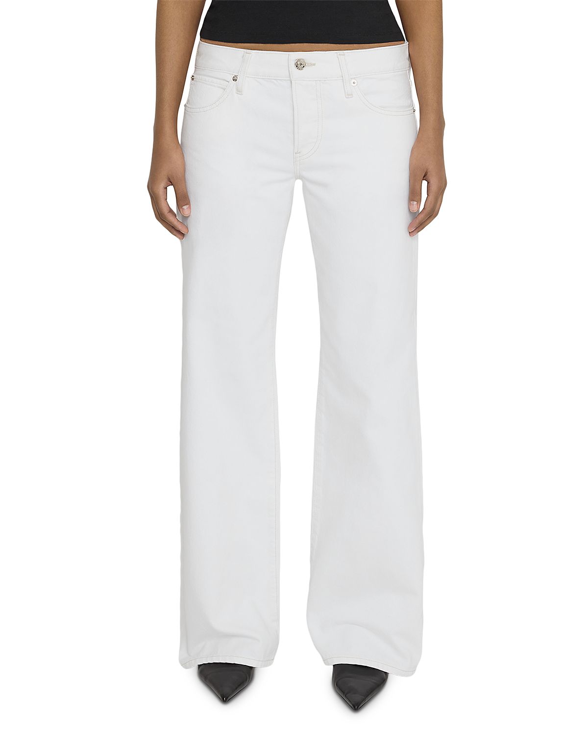 Frame x Amelia Gray The Pixie Gray Low Rise Wide Flare Leg Jeans