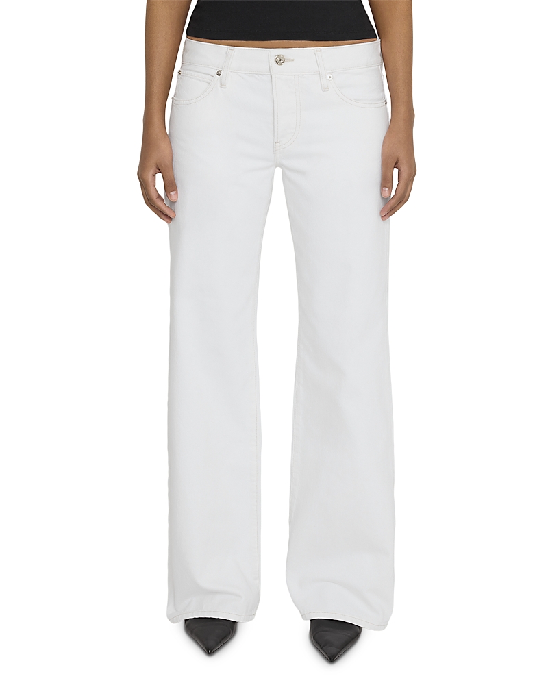 Frame x Amelia Gray The Pixie Gray Low Rise Wide Flare Leg Jeans in Au Natural