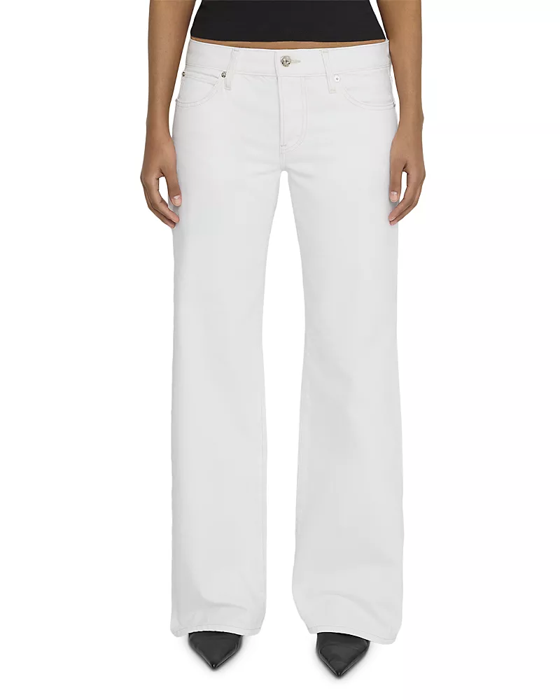 Frame x Amelia Gray The Pixie Gray Low Rise Wide Flare Leg Jeans in Au Natural