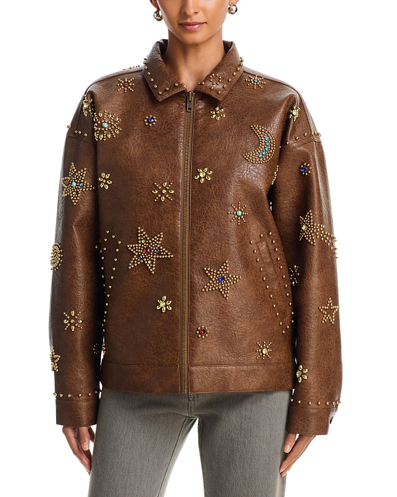 Mother The Zip It Studded Faux Leather Jacket