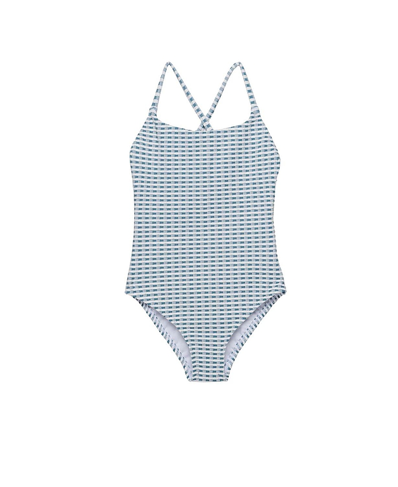 Gottex Kids Girls' Forever Gingham Textured Criss Cross Back Adjustable One Piece - Little Kid, Big Kid
