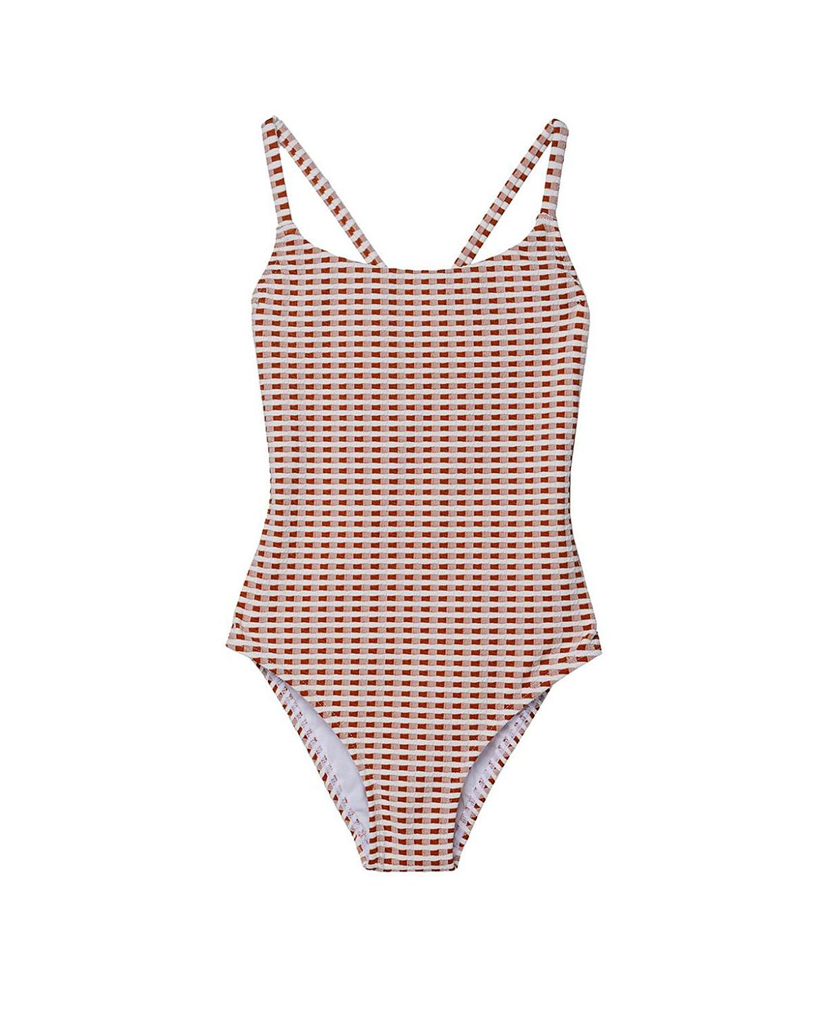 Gottex Kids Girls' Forever Gingham Textured Criss Cross Back Adjustable One Piece - Little Kid, Big Kid
