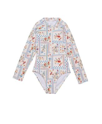 Girls' Floral Soul Textured Long Sleeve Zip Front One Piece - Little Kid, Big Kid