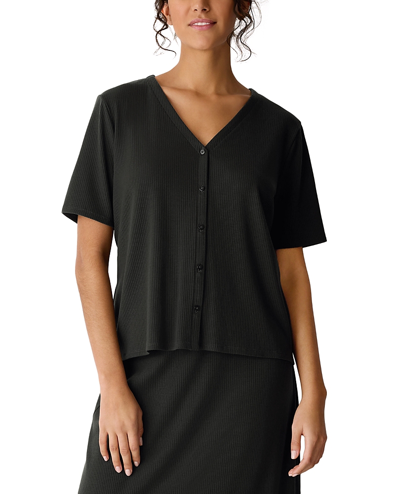 Eileen Fisher Ribbed V Neck Top