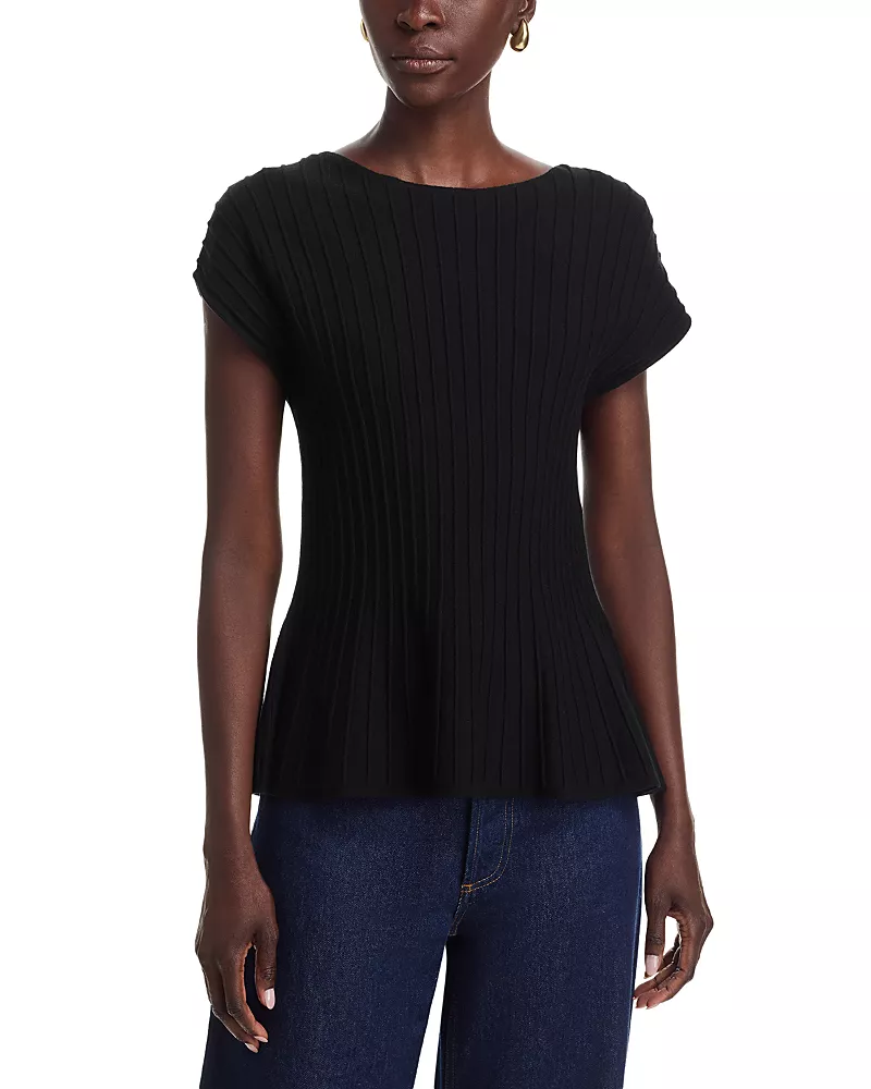 Sioni Ribbed Cap Sleeve Peplum Sweater