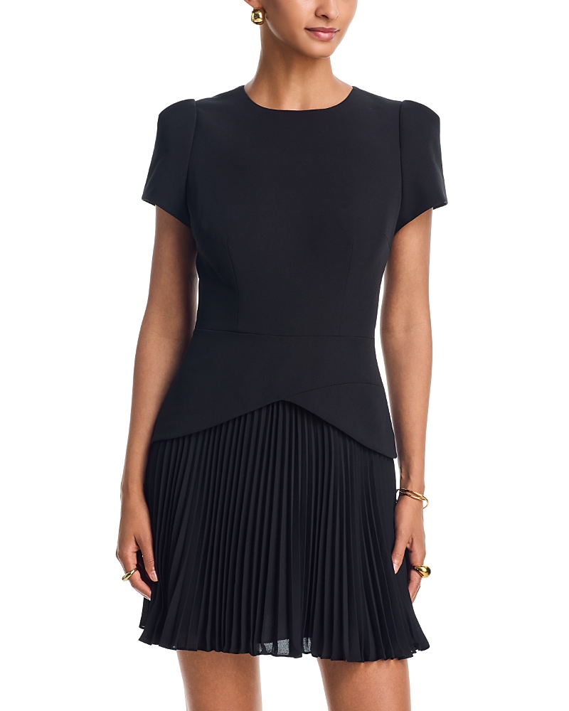 Milly Haddy Pleated Short Sleeve Mini Dress