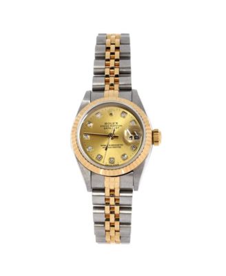 Oyster Perpetual Datejust Automatic Watch in Stainless Steel and Gold with Diamond Markers 26mm