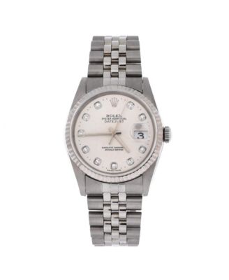 Oyster Perpetual Datejust Automatic Watch in Stainless Steel and White Gold with Diamond Markers 36mm