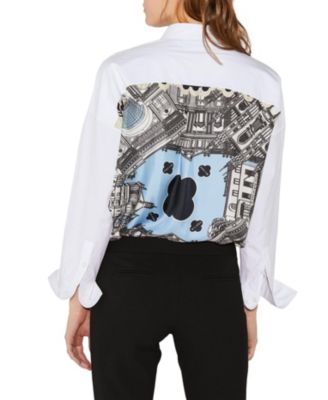  Sirene Poplin Shirt with Silk Twill Milano Print Scarf Back