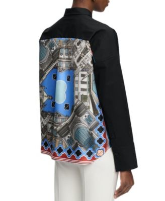 Callas Milano Sirene Poplin Shirt with Silk Twill Milano Print Scarf Back