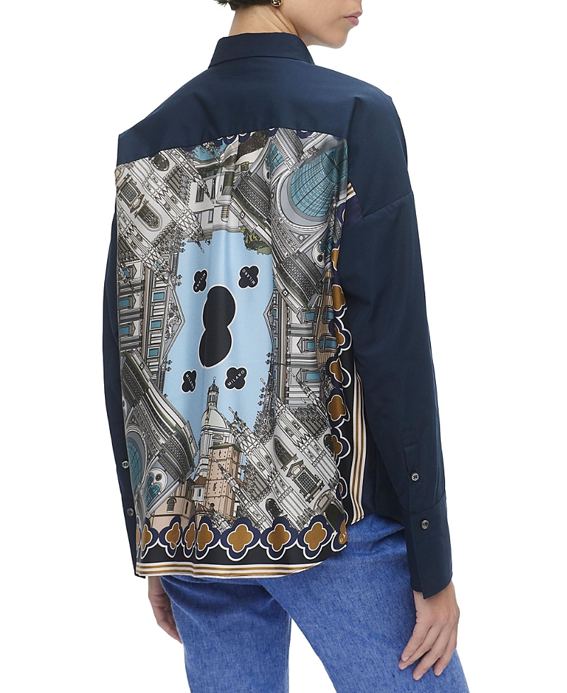 Callas Milano Sirene Poplin Shirt with Silk Twill Milano Print Scarf Back