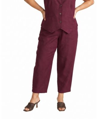  Women's Plus Lou Barrel Leg Linen Pants