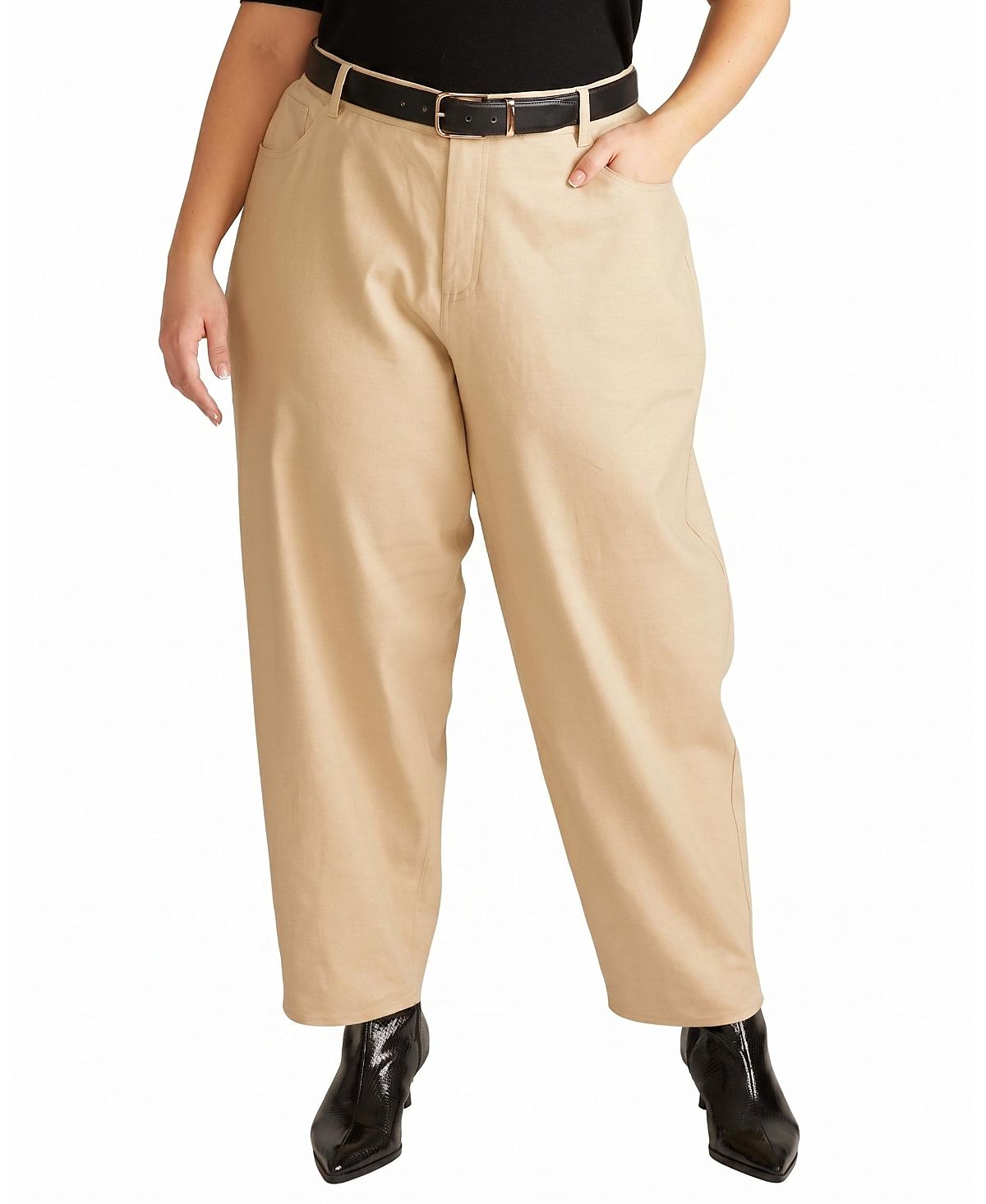 Universal Standard Women's Plus Lou Barrel Leg Linen Pants