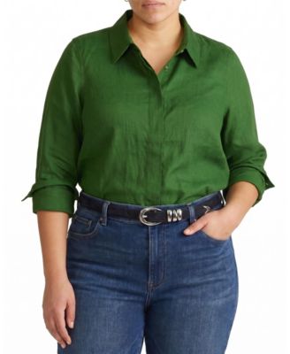  Women's Plus Elbe Stretch Linen Shirt