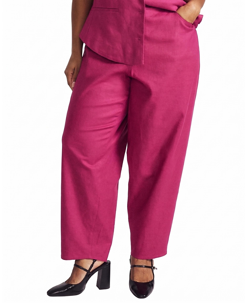 Universal Standard Women's Plus Lou Barrel Leg Linen Pants