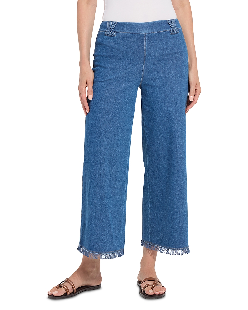 Lysse Liloh Palazzo High Rise Cropped Wide Leg Jeans in Mid Wash