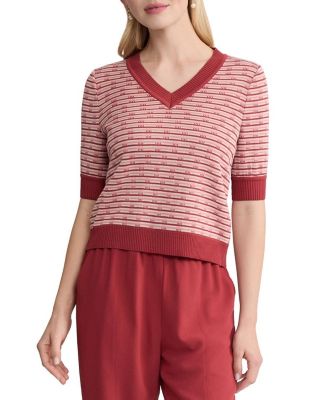 Misook Striped Ribbed Hem Top | Bloomingdale's Women