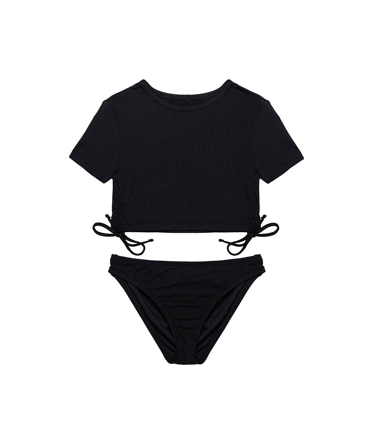 Gottex Kids Girls' Freya Rib Short Sleeve Side Tie Swim Set - Little Kid, Big Kid
