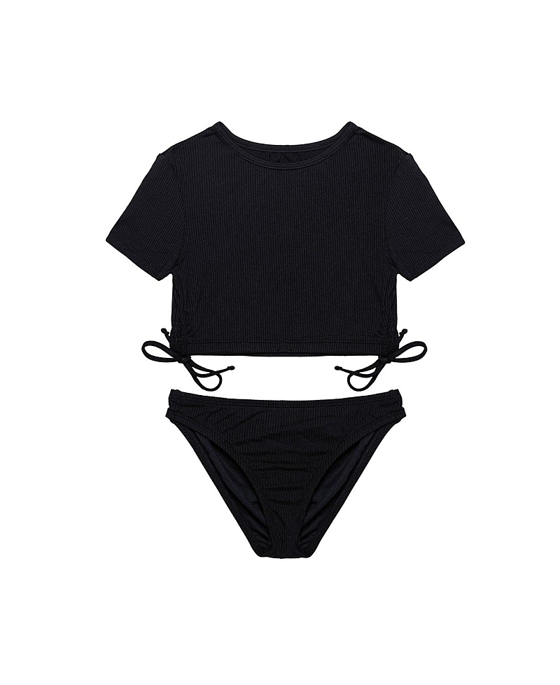 Gottex Kids Girls' Freya Rib Short Sleeve Side Tie Swim Set - Little Kid, Big Kid