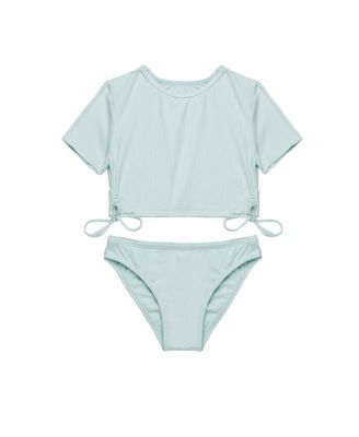 Gottex Kids Girls' Freya Rib Short Sleeve Side Tie Swim Set - Little Kid, Big Kid