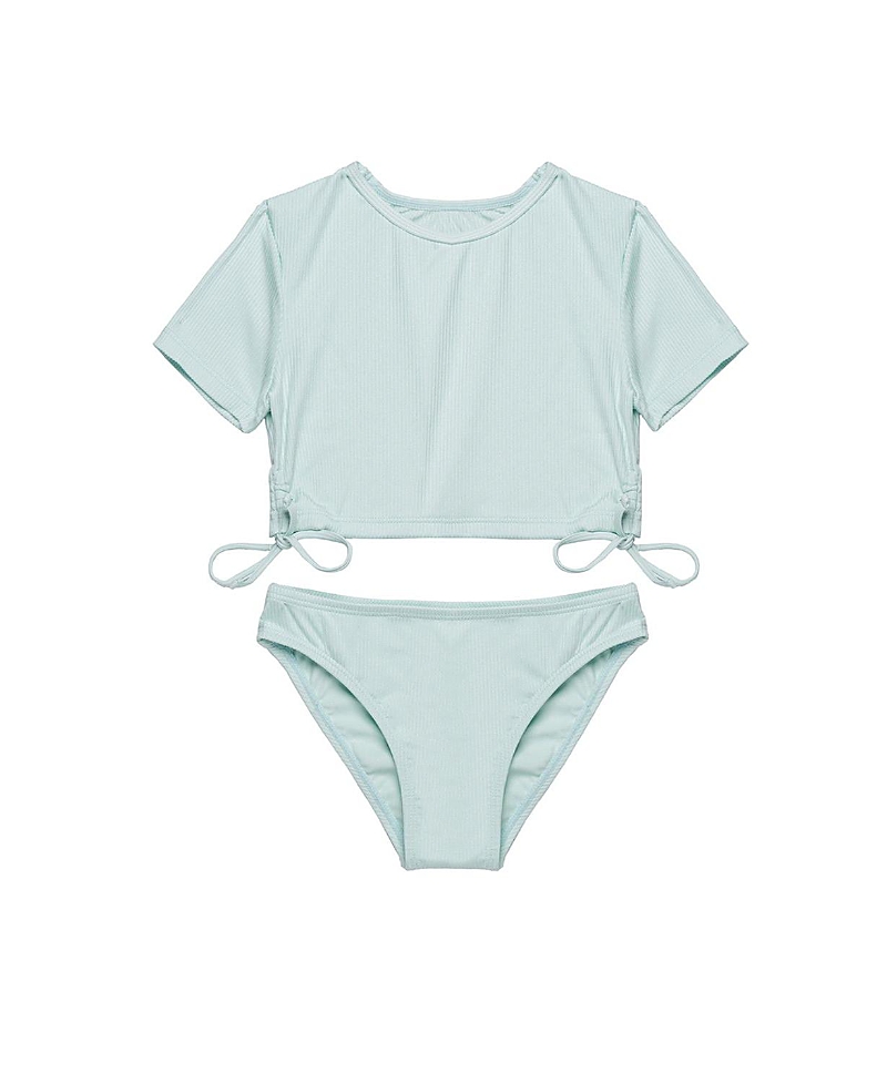 Gottex Kids Girls' Freya Rib Short Sleeve Side Tie Swim Set - Little Kid, Big Kid