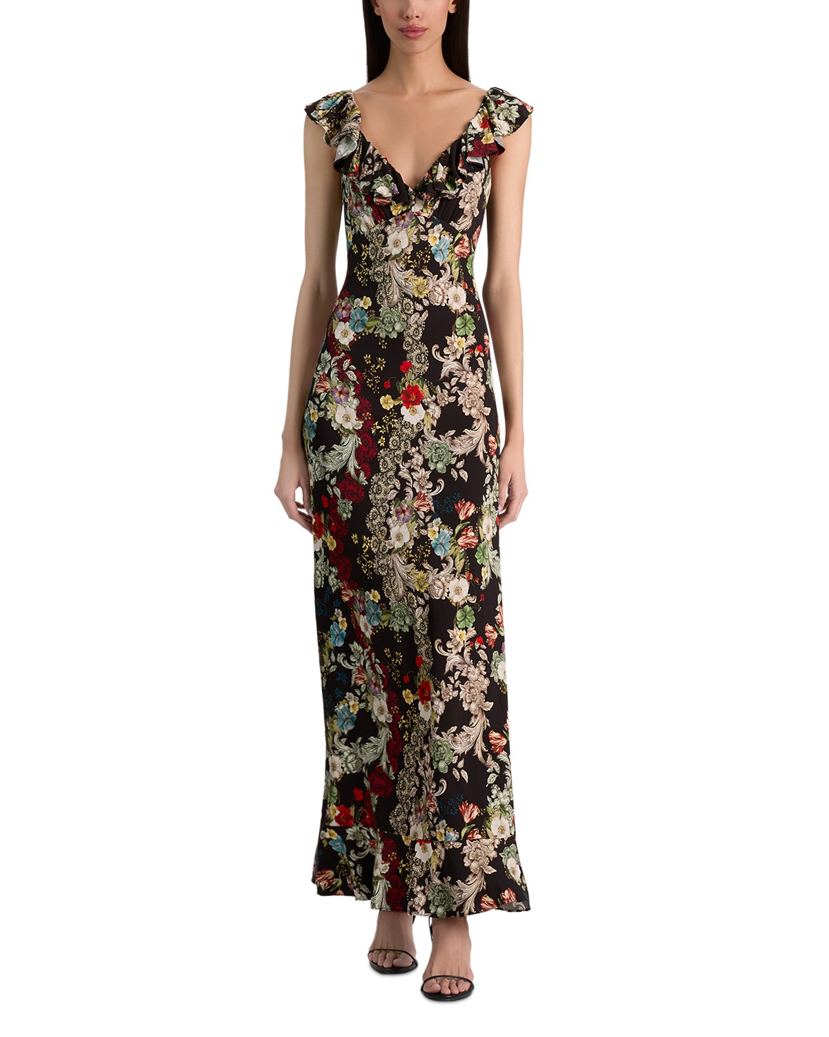 Gemma Button Front Ruffle Maxi Dress