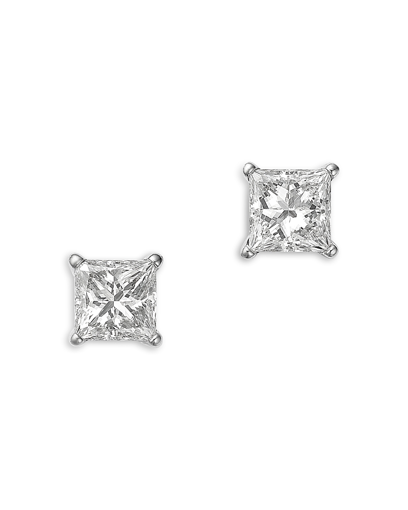 Bloomingdale's Fine Collection Diamond Princess Cut Stud Earrings in Platinum, 1.0 tcw
