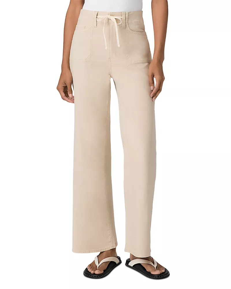 Paige Ari Drawstring Waist High Rise Ankle Jeans in Vintage Biscotti