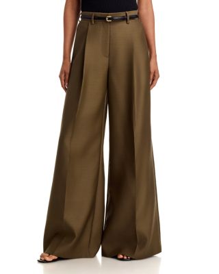 Laurence Wool Silk Wide Leg Pants