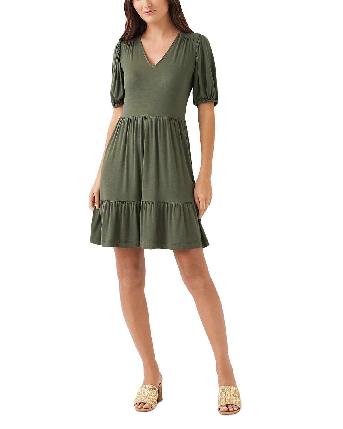 Karen Kane Petite Puff Sleeve Tiered Dress