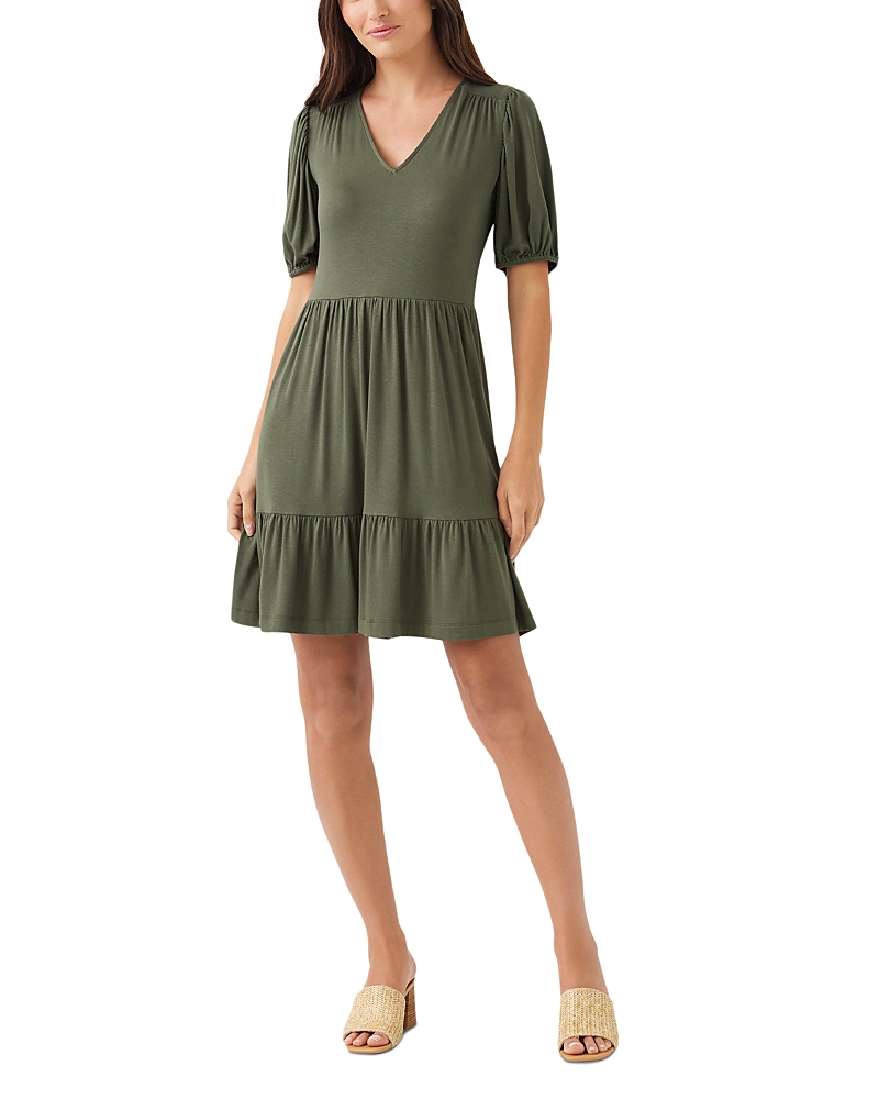 Karen Kane Petite Puff Sleeve Tiered Dress