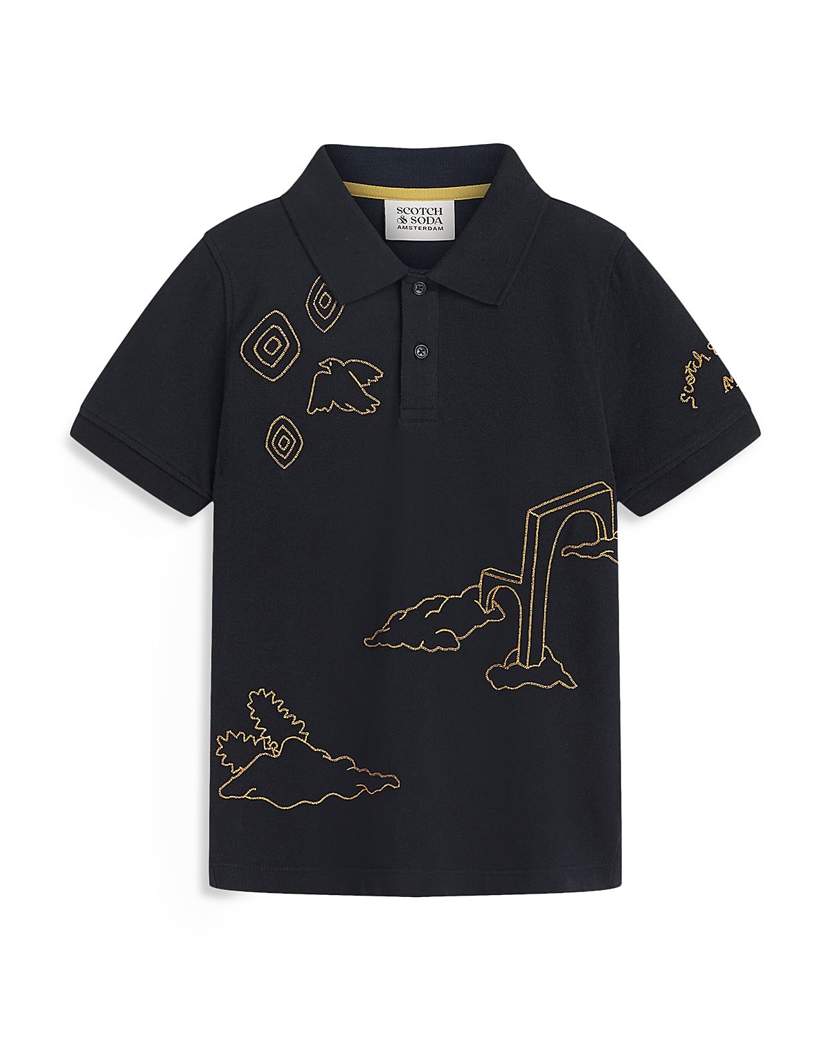 Scotch & Soda Boys' Embroidered Artwork Pique Polo - Little Kid, Big Kid