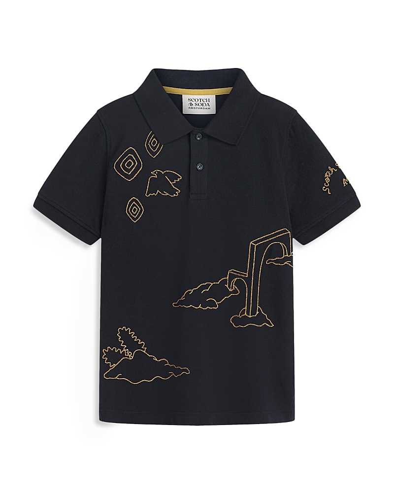 Scotch & Soda Boys' Embroidered Artwork Pique Polo - Little Kid, Big Kid