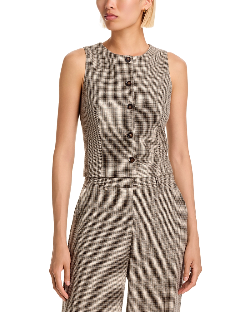 Aqua Mini Check Button Front Vest - Exclusive