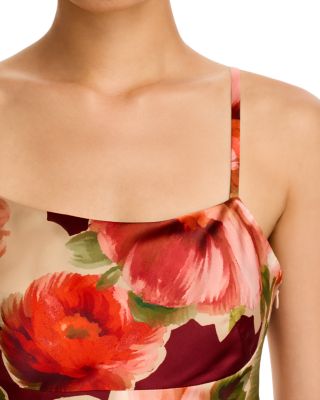 Printed Satin Cowl Neck Dress - Exclusive - thumbnail 3