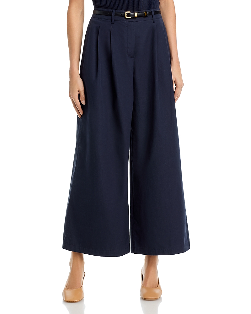 Lafayette 148 New York Cotton Poplin Park Wide Leg Ankle Pants