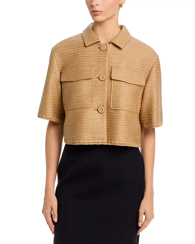 Lafayette 148 New York Two Pocket Cropped Shirt Jacket