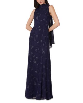 Quinn Metallic Printed Sash Gown