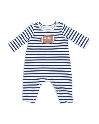 Boys' Football Striped Long Sleeved Snap Shoulder Romper - Baby